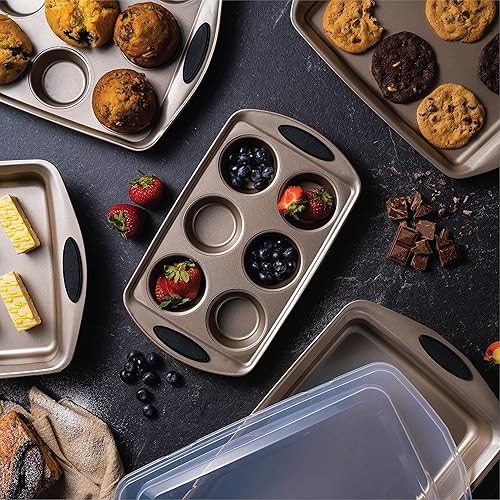 Miniatura 5 de Juegos de utensilios para hornear  Juego de 8 moldes para hornear con agarre  Juego de bandejas para hornear para horno antiadherentes, artículos de