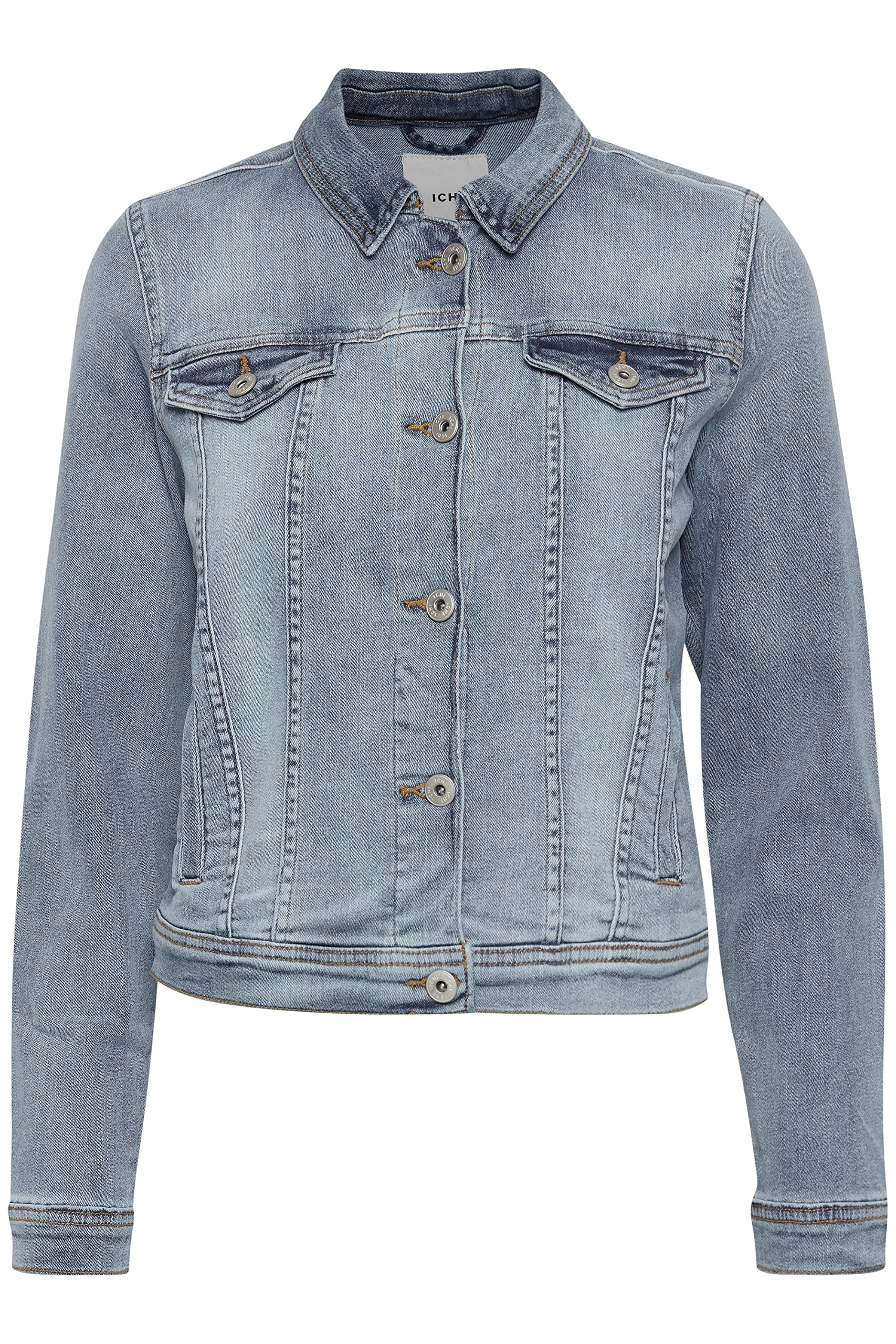 ICHI IHSTAMPE JA Damen Jeansjacke Denim Übergangsjacke mit Stretch und Knöpfen