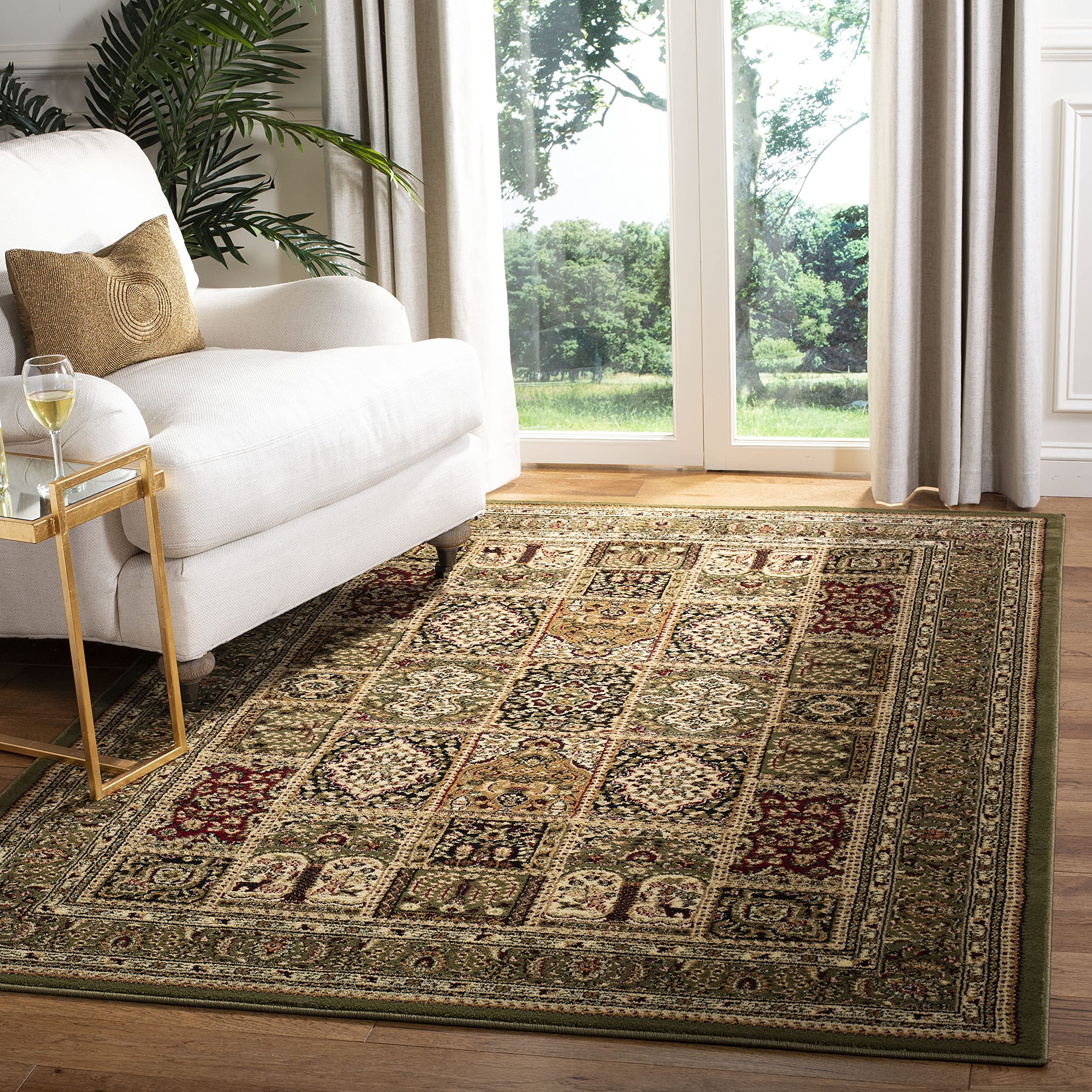 SAFAVIEH Lyndhurst Collection Accent Rug - 4' x 6', Multi & Green, Traditional Oriental Design, Non-Shedding & Easy Care, Ideal for High Traffic Areas