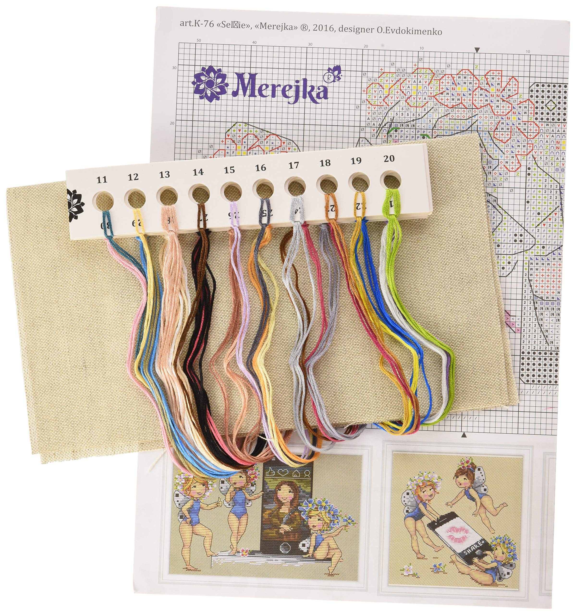 Merejka Kreuzstich-Set – Baumwolle, Mehrfarbig, 37x51 Cm, Inkl. Garn & Anleitung