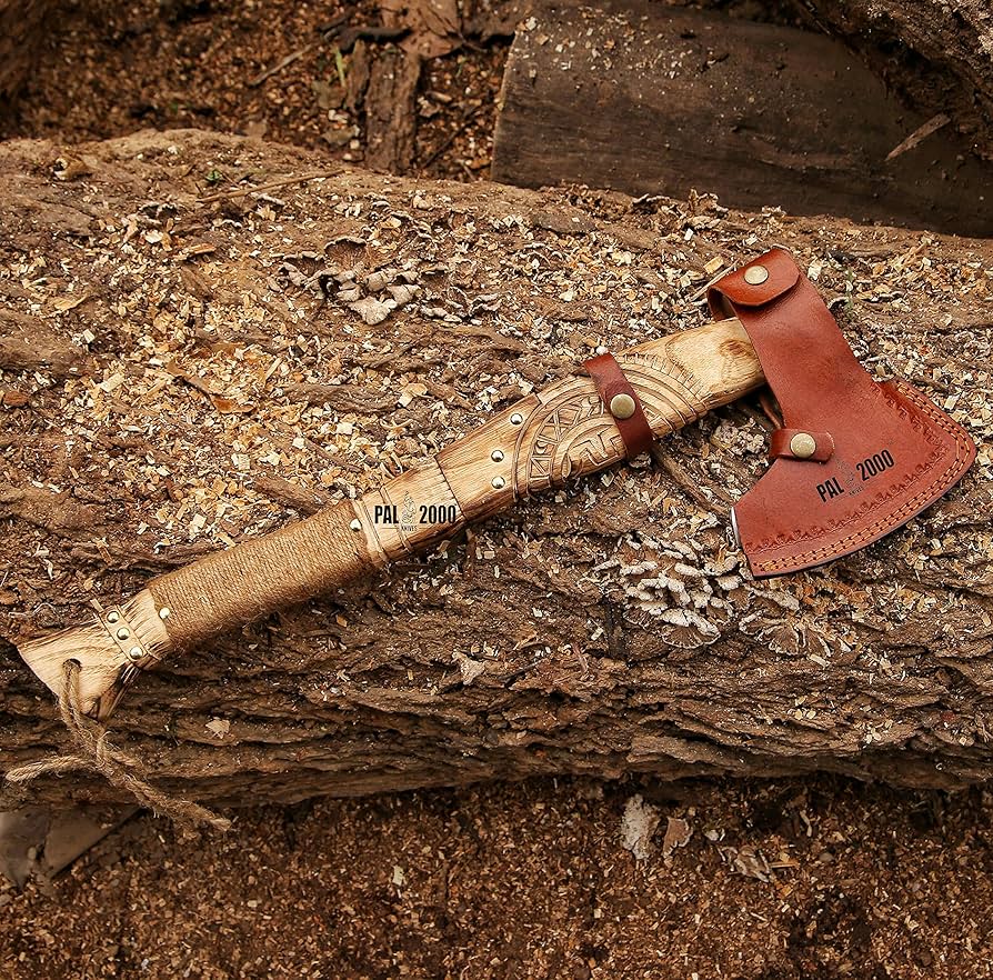 Splitting Axe Camping Chopping Hatchet Viking Tomahawk Battle Hunting Outdoor Solid Wood Handle 3027