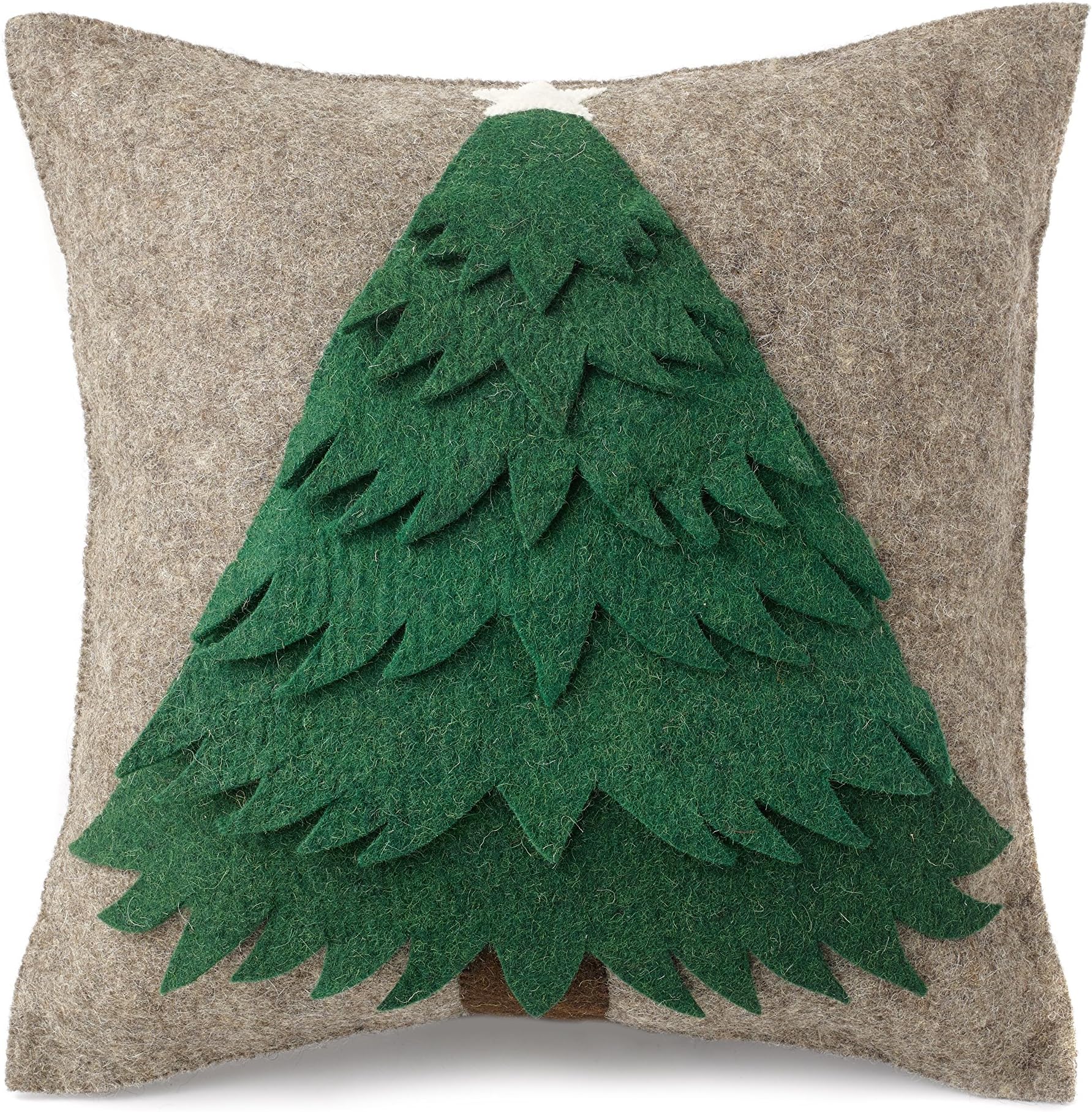 ARCADIA HOME Tree Cushion Cover on Gray Hand Felted Wool