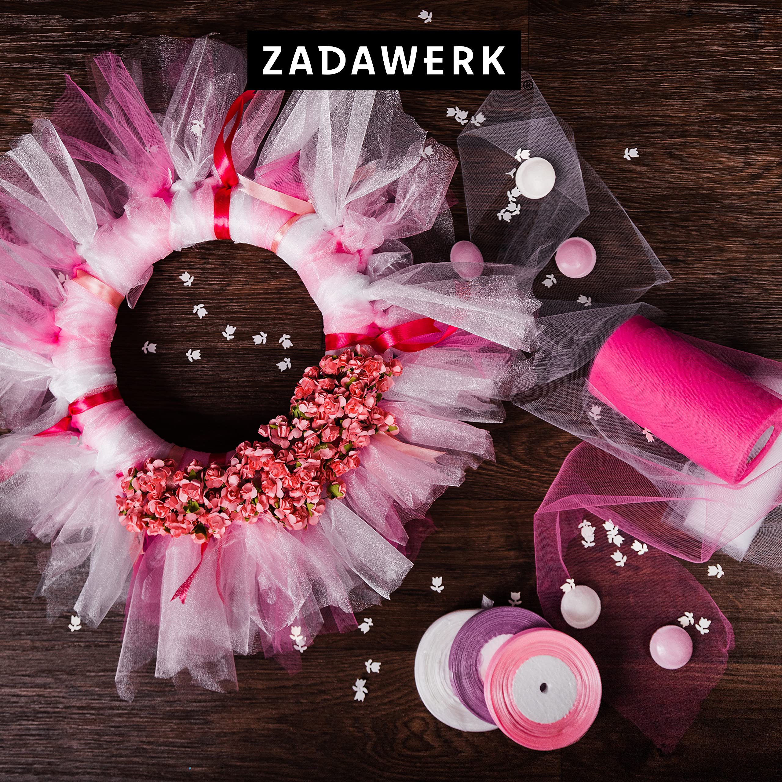 ZADAWERK® Tulle - 15 cm x 45 m - marrone - 1 rotolo - decorazione da tavolo - matrimonio - tulle di natale - regalo - fiocco - velo - tutu