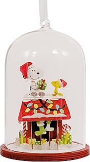 Hallmark Peanuts Snoopy's Doghouse Cloche Christmas Ornament, Glass and Paper, Gifts for Peanuts Fans