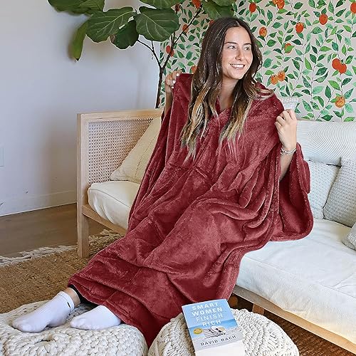 Miniatura 2 de Manta tipo poncho súper suave y cómoda de felpa, regalo para adultos, mujeres, hombres y niños, para interiores y exteriores, 55 x 80 pulgadas,