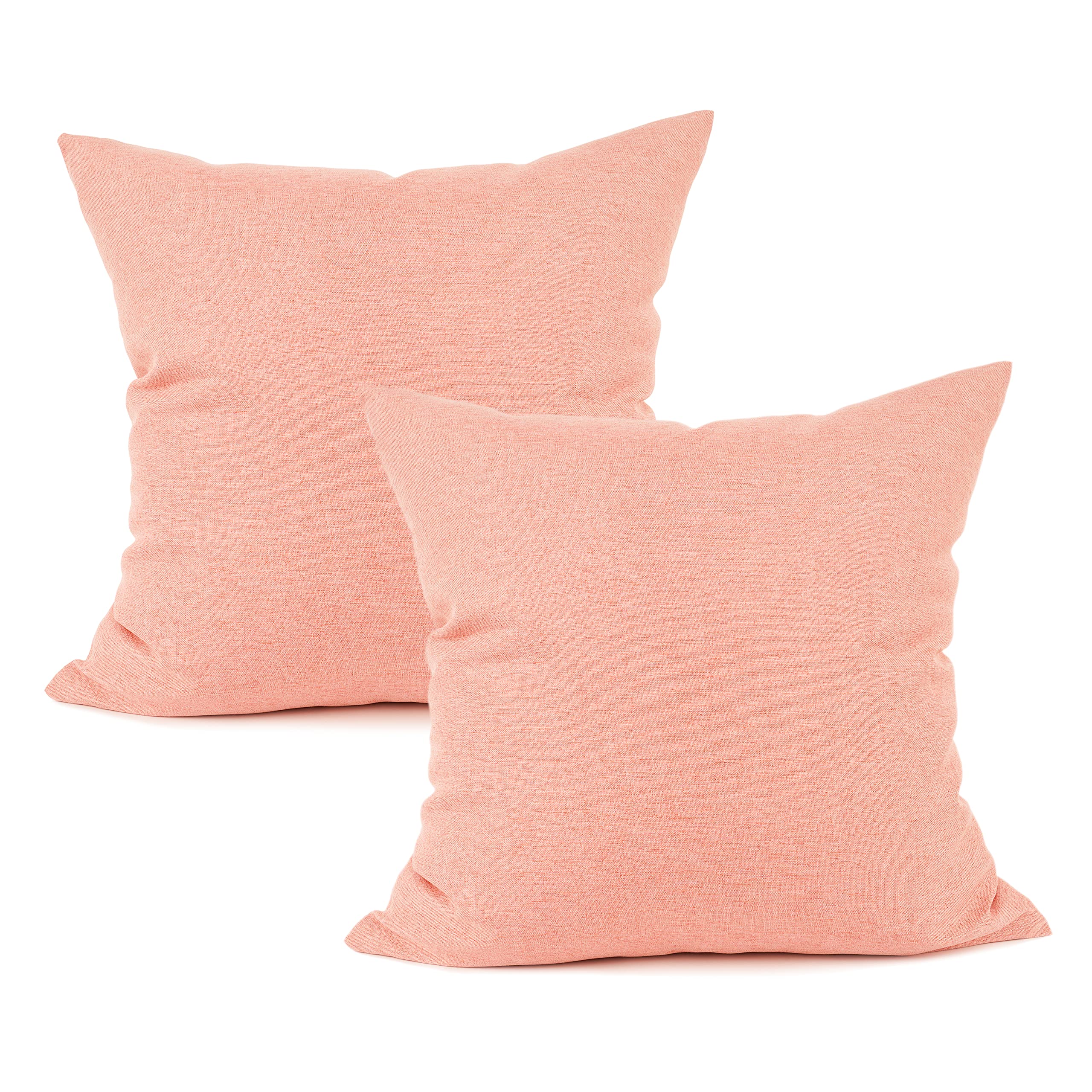YOUR SMILEPure Square Decorative Throw Pillows Case Cushion Covers Shell Cotton Linen Blend 18 X 18 Inches, Pack of 2 (Baby Pink, 18''x18'')