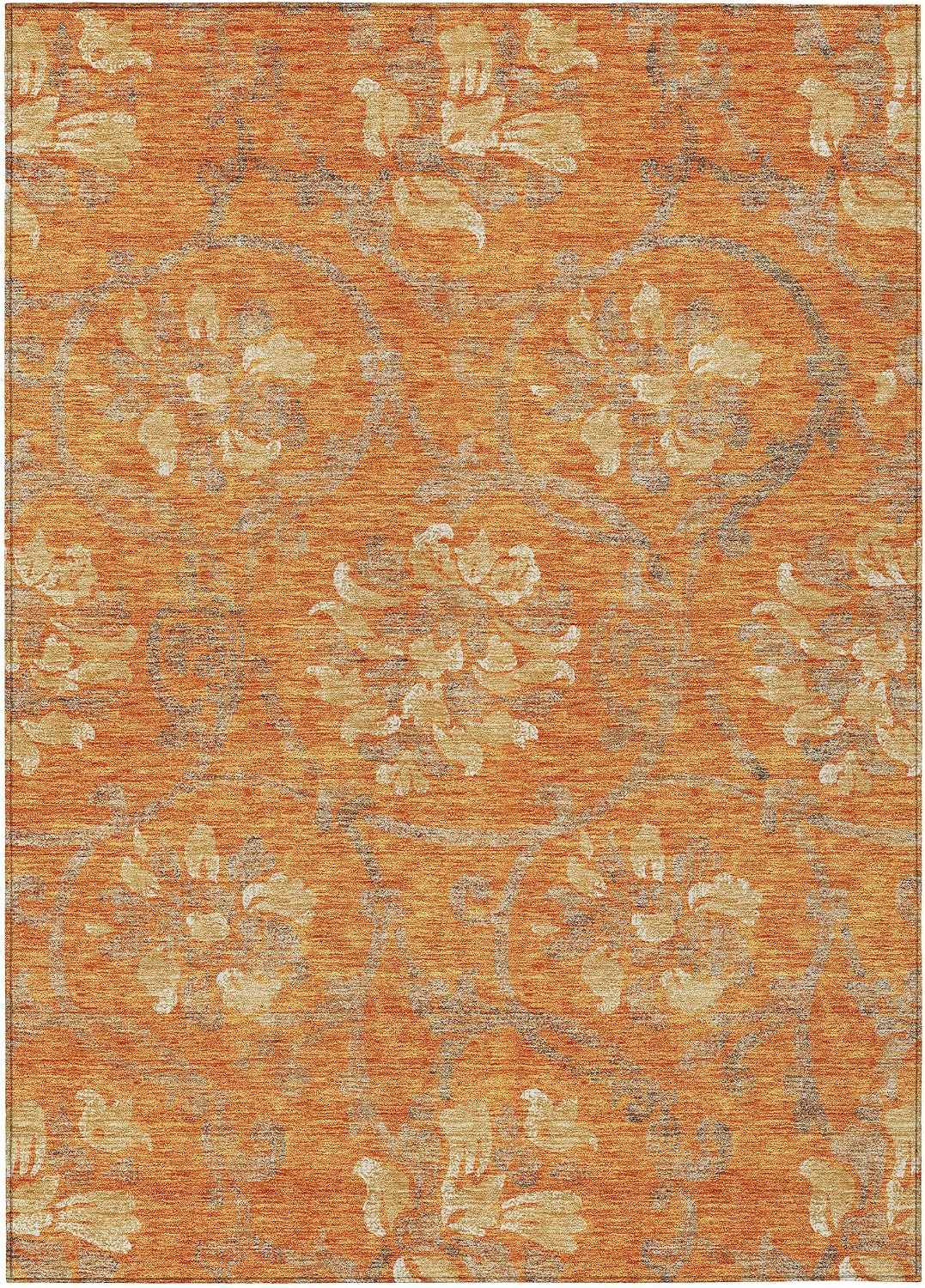 Addison Rugs Chantille ACN762 Orange 5' x 7'6" Indoor/Outdoor, Machine Washable, Easy Clean, Non Shedding, Bedroom, Living Room, Dining Room, Kitchen, Patio Rug
