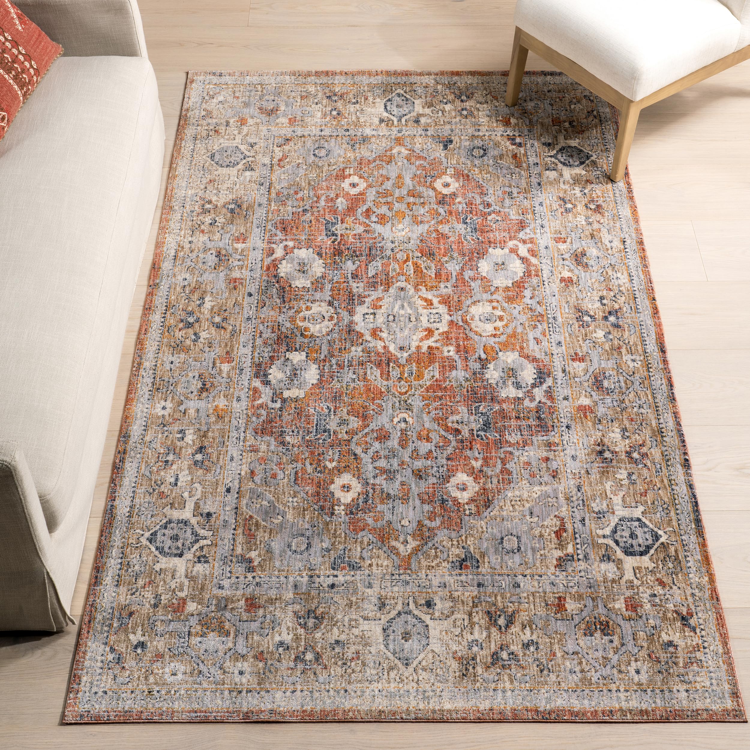 nuLOOM Brittany Persian Medallion Area Rug - 5x8 Area Rug Oriental & Persian Rust/Blue Rugs for Living Room Bedroom Dining Room Kitchen