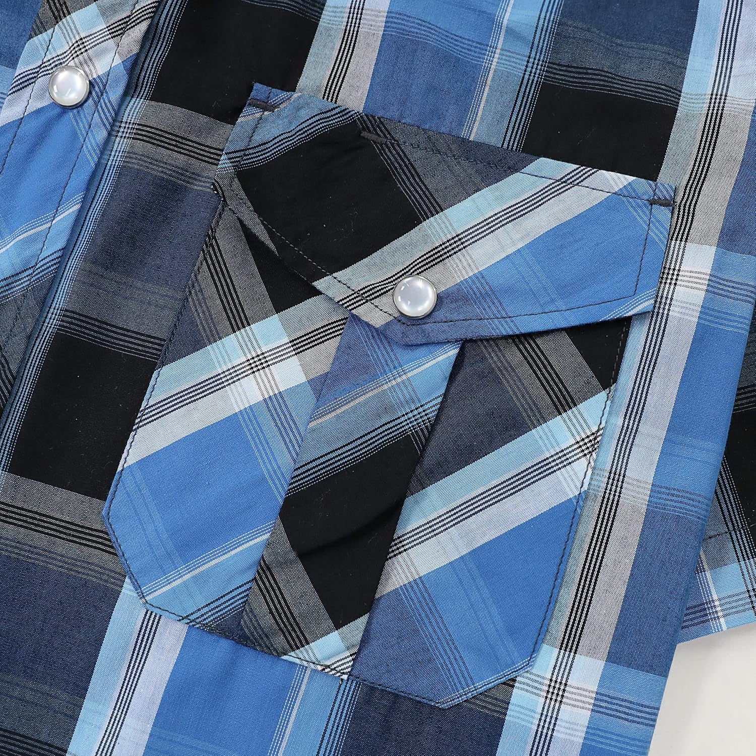 Dubinik® Western Shirts for Men Short Sleeve Plaid Pearl Snap Shirts for Men Button Up Shirt Cowboy Casual Work Shirt - Image 2