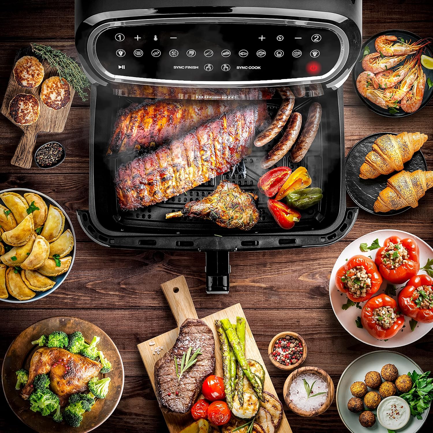 Duronic AFD1 Cassetto grande per friggitrice ad aria Duronic AF24 | Vassoio di cottura 10L | Contenitore per friggitrice ad aria a doppia zona | Carne sana per tutta la famiglia | Opzione Sync Cook Duronic AFD1 Cassetto grande per friggitrice ad aria Duronic AF24 | Vassoio di cottura 10L | Contenitore per friggitrice ad aria a doppia zona | Carne sana per tutta la famiglia | Opzione Sync Cook