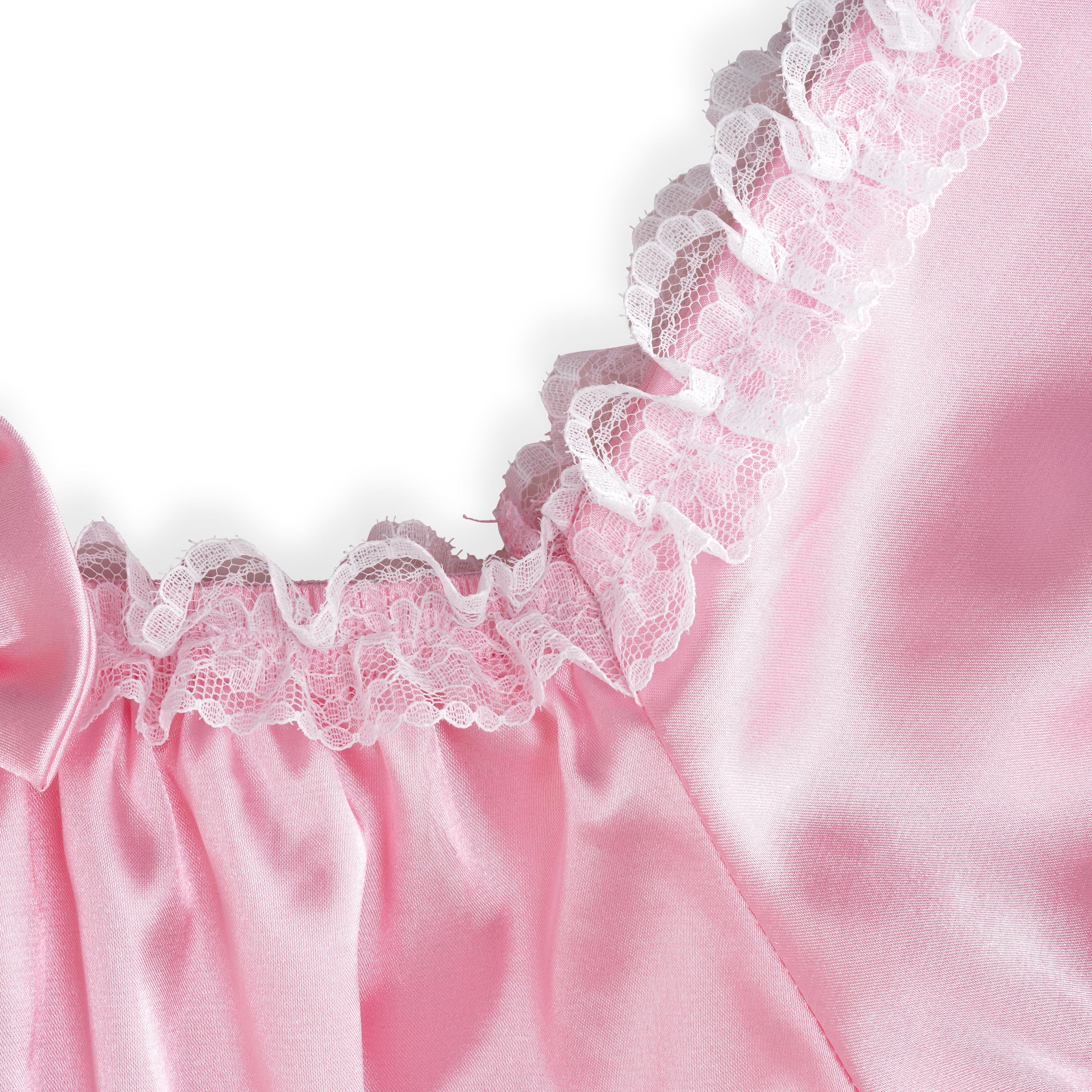 Satini Camisón Sissy Raso Encaje Estilo Doncella | Falda de Vuelo, Lazo a Juego, Cintura Elástica, Puños Fruncidos, Sin Cremallera, Cosplay y Crossdressing, Tallas S-XXL