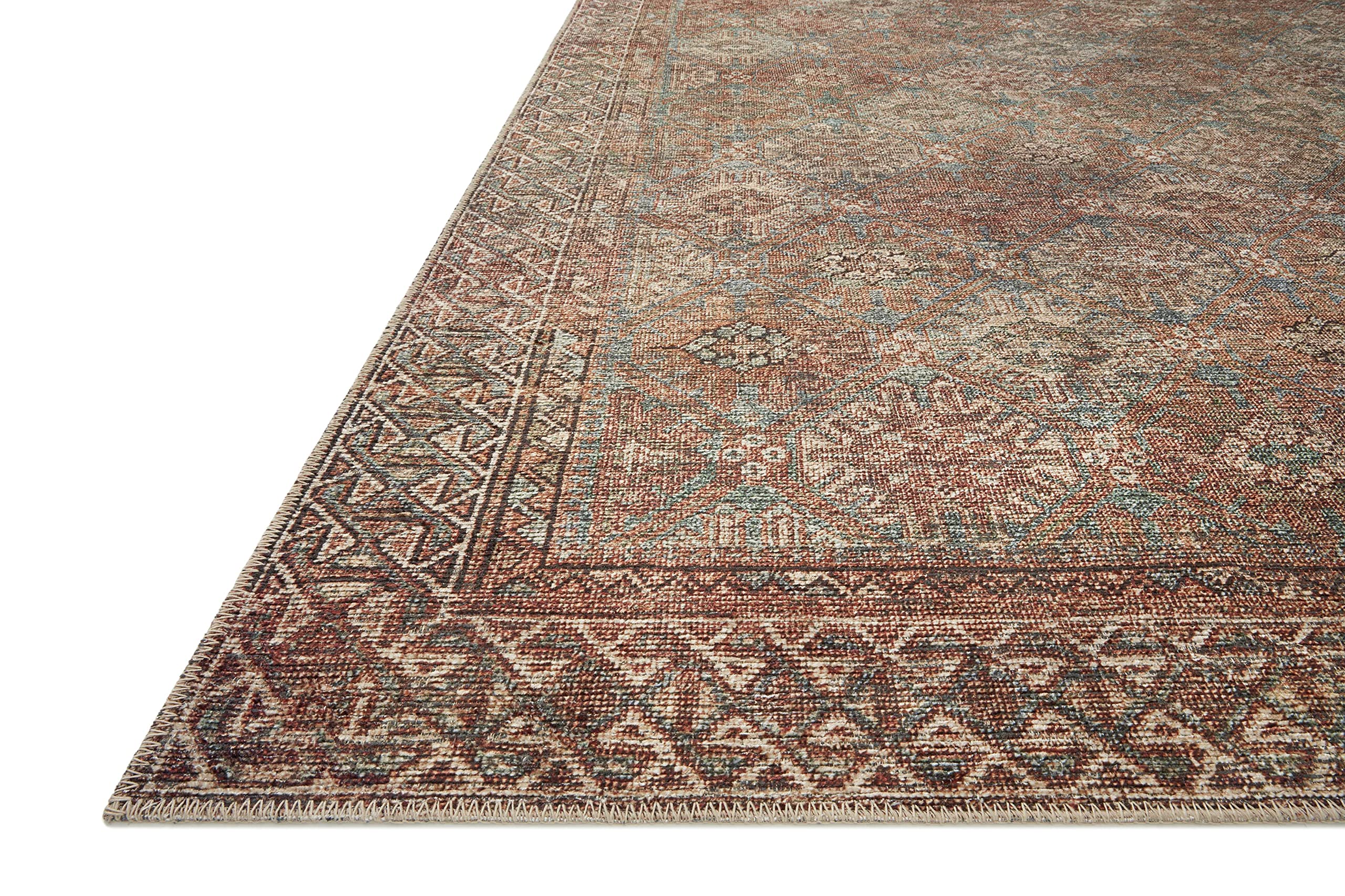 Amber Lewis x Loloi Billie Collection BIL-04 Aqua / Rust 6' x 9' Area Rug