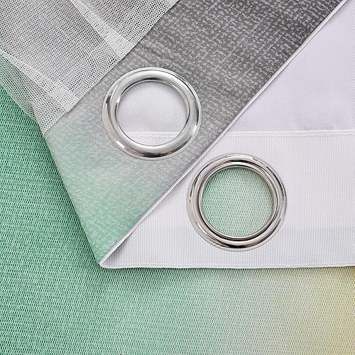 Miniatura 76 de XiDi - Cortinas rosas y grises para dormitorio de niñas, calcomanías de pared de unicornio, cortina verde, oscurecimiento de habitación, opaca, 63