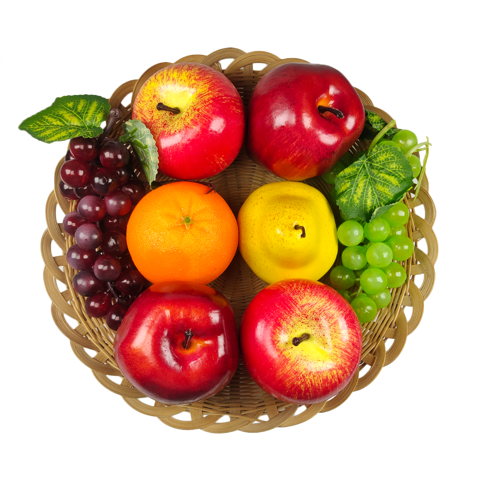 12 Fruits Artificiels En Mousse - Décoration Cuisine Réaliste - Pomme, Banane, Orange, Raisin, Mangue - Corbeille Fruit
