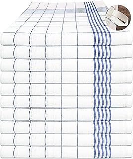 Geschirrtücher Küchenhandtuch aus 100% Baumwolle 10 Stück Pack, 50x70 cm, 60g, blau weiß karriert (Blau)