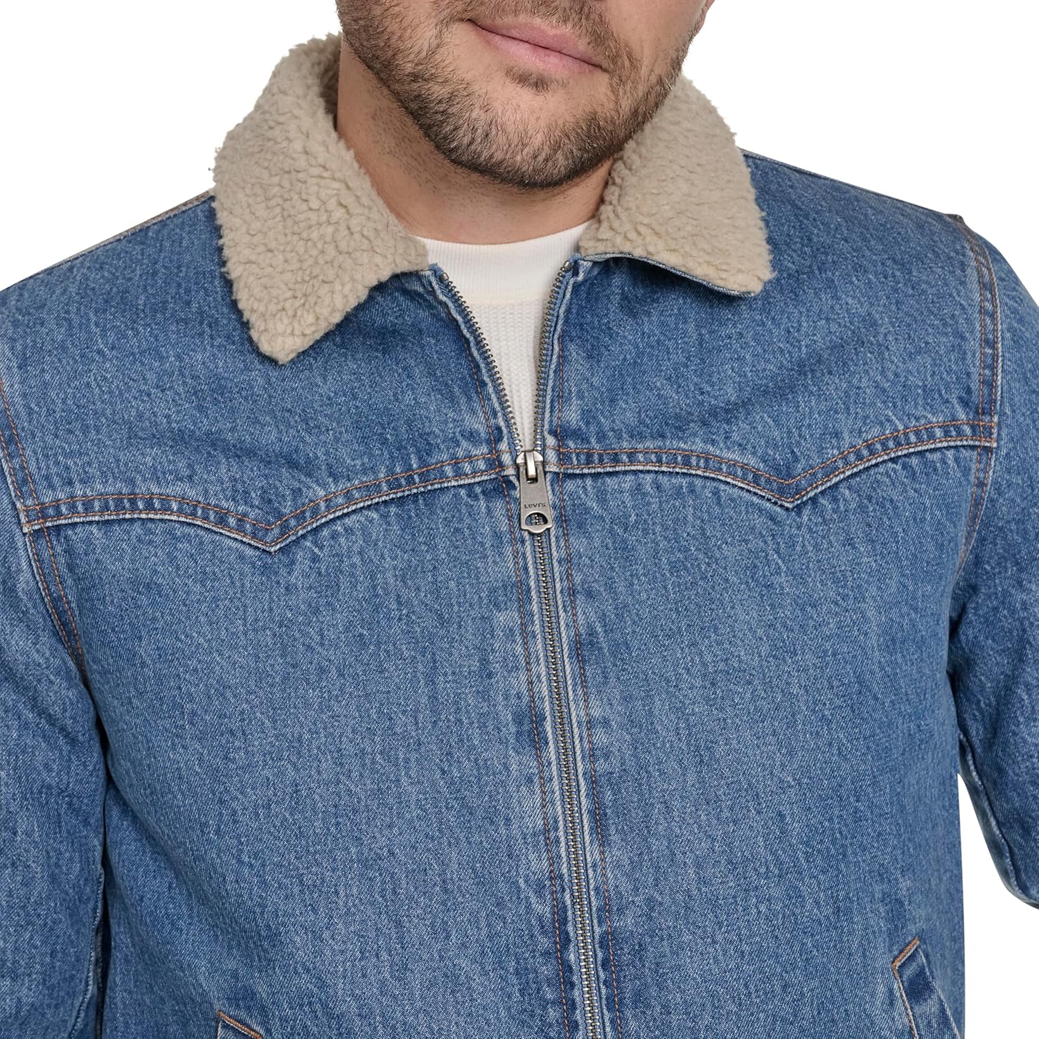 Levi's Men's Denim Western Jacket With Sherpa Lined Collar - Image 4