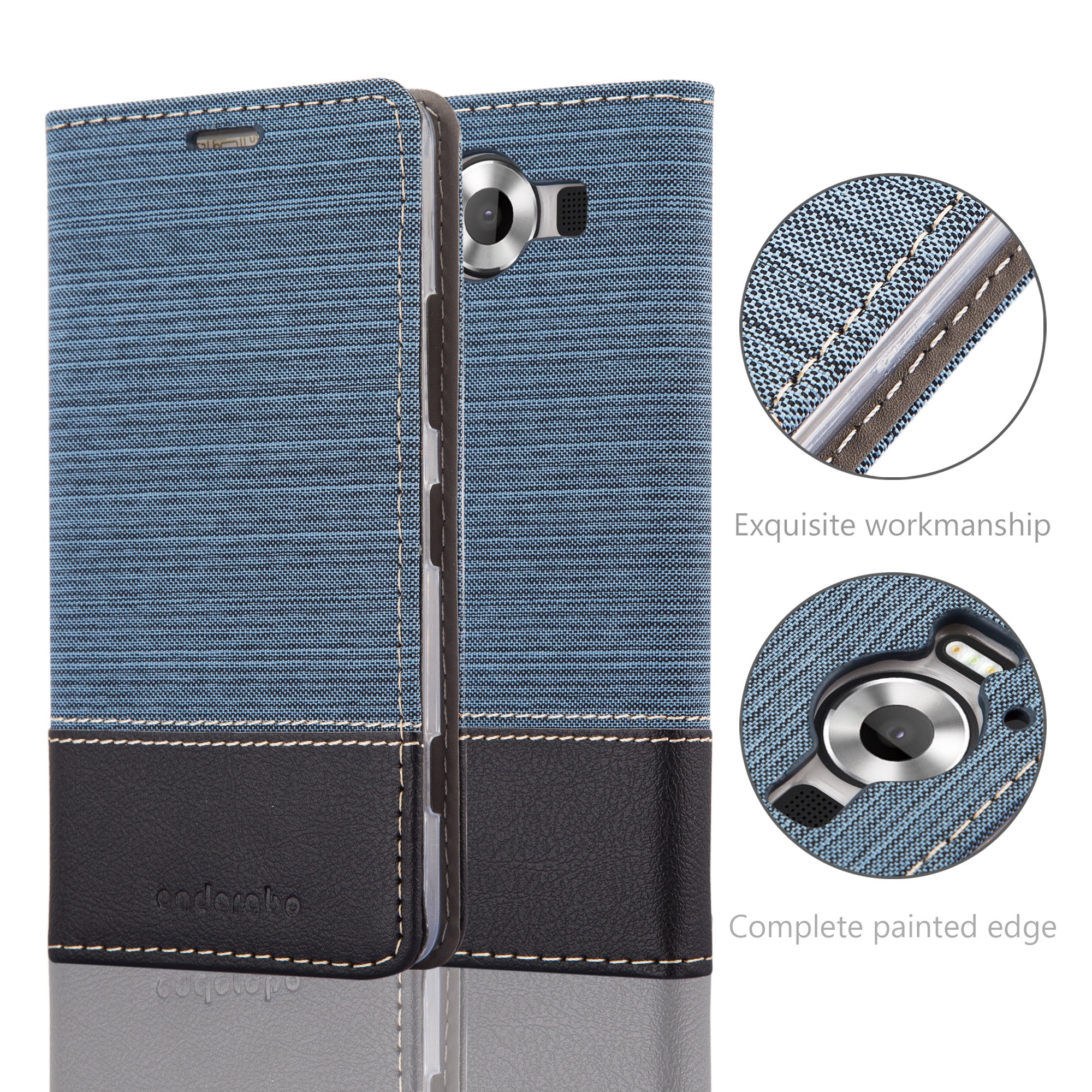 Cadorabo Custodia Libro A Portafoglio Per Nokia Lumia 950 – Blu Scuro/nero, Con Tasche E Chiusura Magnetica