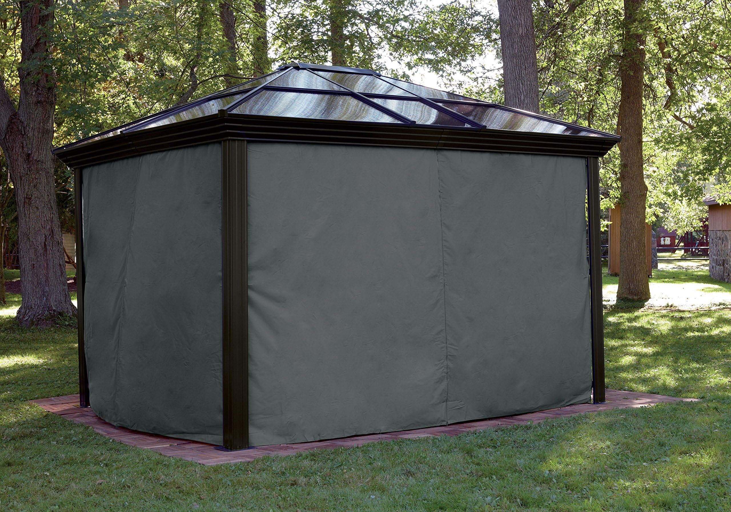 Grey Spun Polyester Curtains for ELLINGTON 10'x12' Hard Top Sun Shelter
