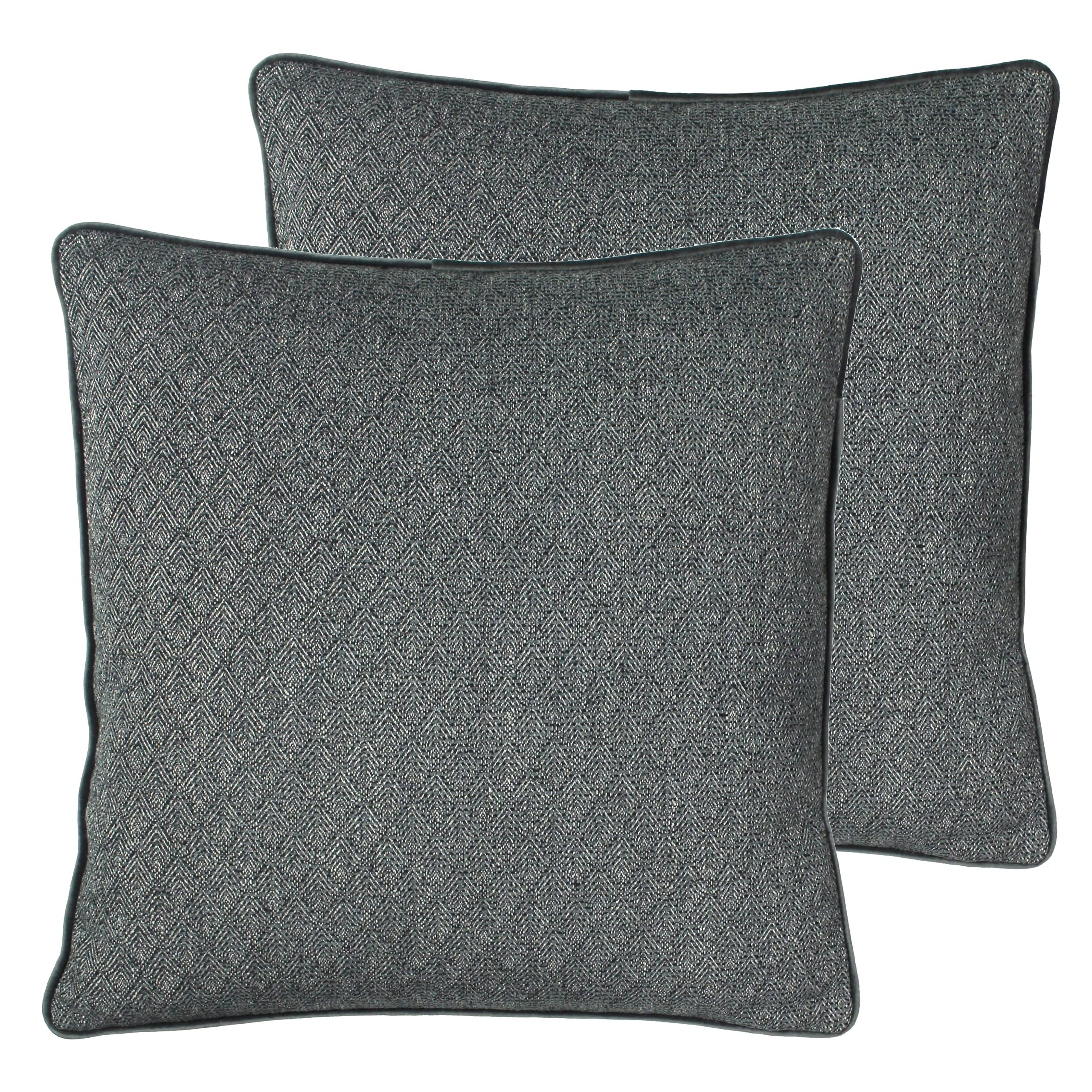Paoletti Blenheim Geometric Feather Filled Cushion - Twin Pack, Grey, 45 x 45cm