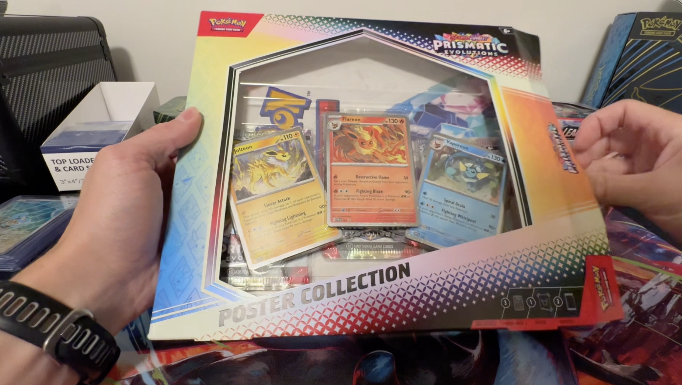 ripping pokemon cards Watch Ripping and Reviewing Pokemon Prismatic Evolutions Poster Collection  on Amazon Live