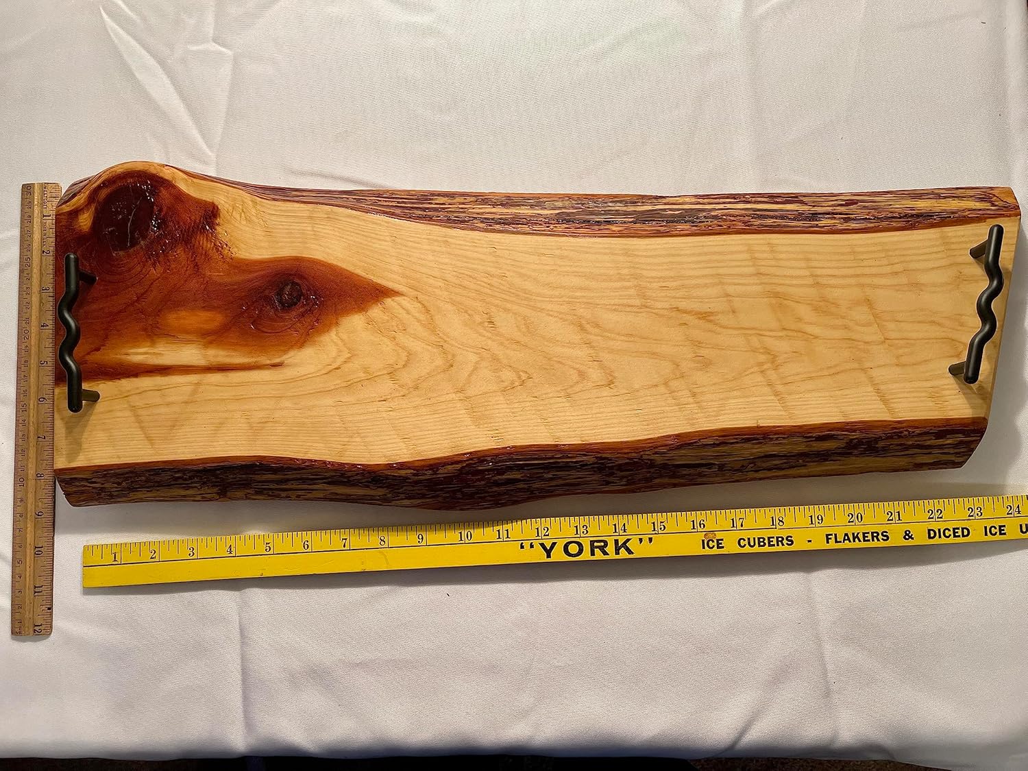 Charcuterie Board Large Live Edge, Red Cedar Wood, Serving Tray, with Handles & Feet
