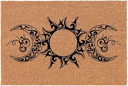 Miniatura 1 de Felpudo de bienvenida, fibra de coco para puerta, regalo con triple diosa y luna (24 x 16 pulgadas)
