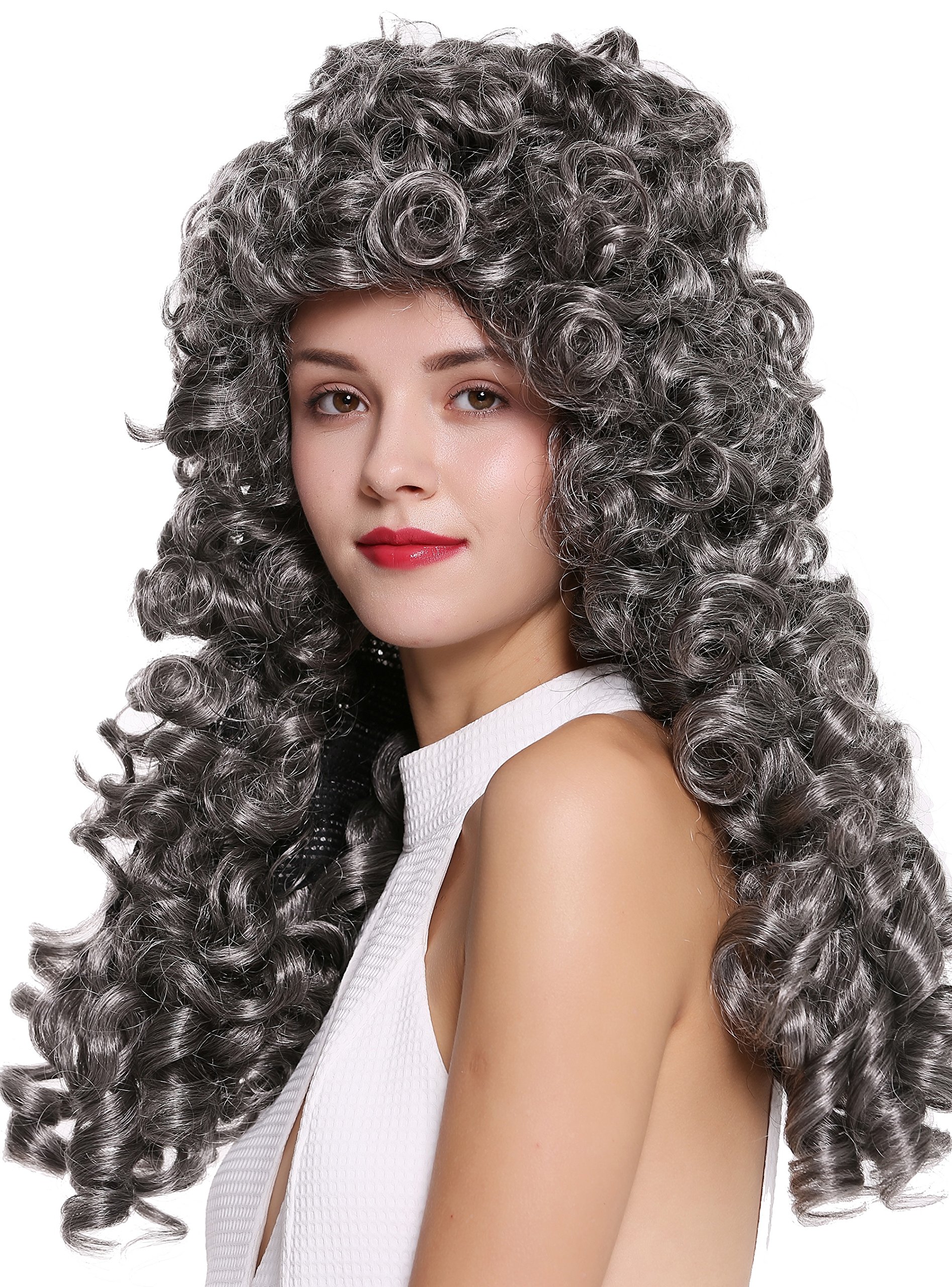 WIG ME UP - B17-2P-B-44 Quality wig women men baroque renaissance king nobleman long curls curly dark grey - Image 3