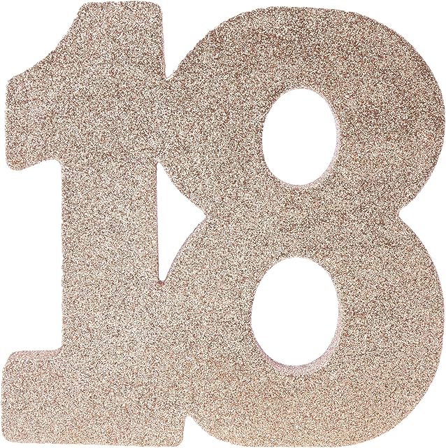 Creative Party Rose Gold Glitter Number 18 Table Decoration - 1 Pc.,H121