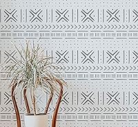 Vista 1 de PINKIPO® 【2 Pack】, Mudcloth, Large WALL STENCIL, Modern Geometric Wall Stencils for Painting, Stencils For Walls, Tribal Wall Stencil