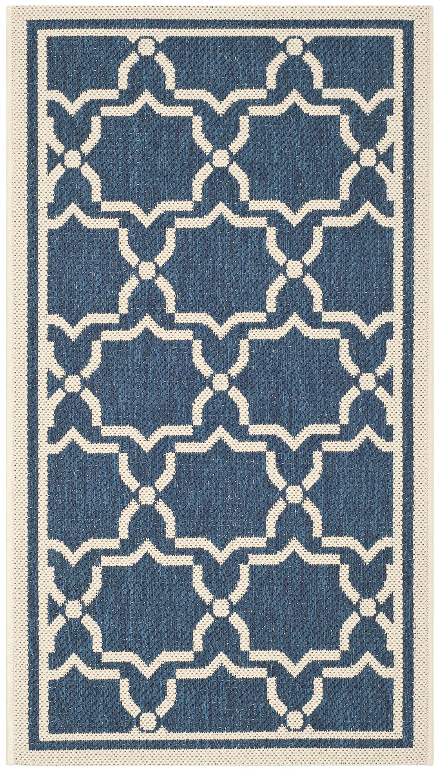 SAFAVIEH Courtyard Collection 2' x 3'7" Navy/Beige CY6916 Indoor/ Outdoor Waterproof Easy Cleaning Patio Backyard Mudroom Accent Rug