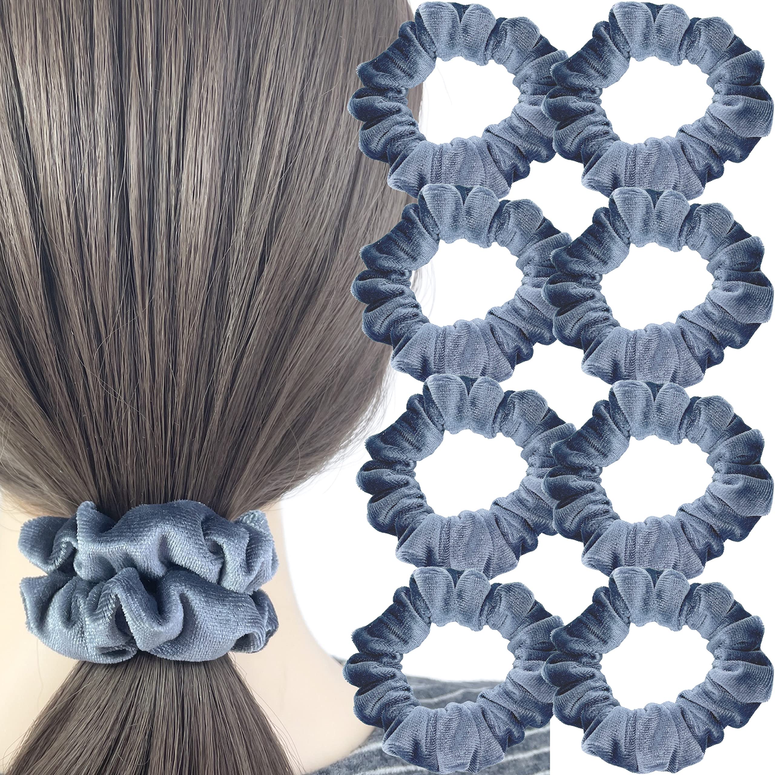 Amazon.com : Firecolor Chic Small 9 Pcs Solid Colors Hair Fashion Scrunchies  Velvet Elastic Hair Bands Scrunchy Cute Hair Ties Ropes for Women Girls Fancy  Hair Accessories ponytail holder No Hurt Hair (