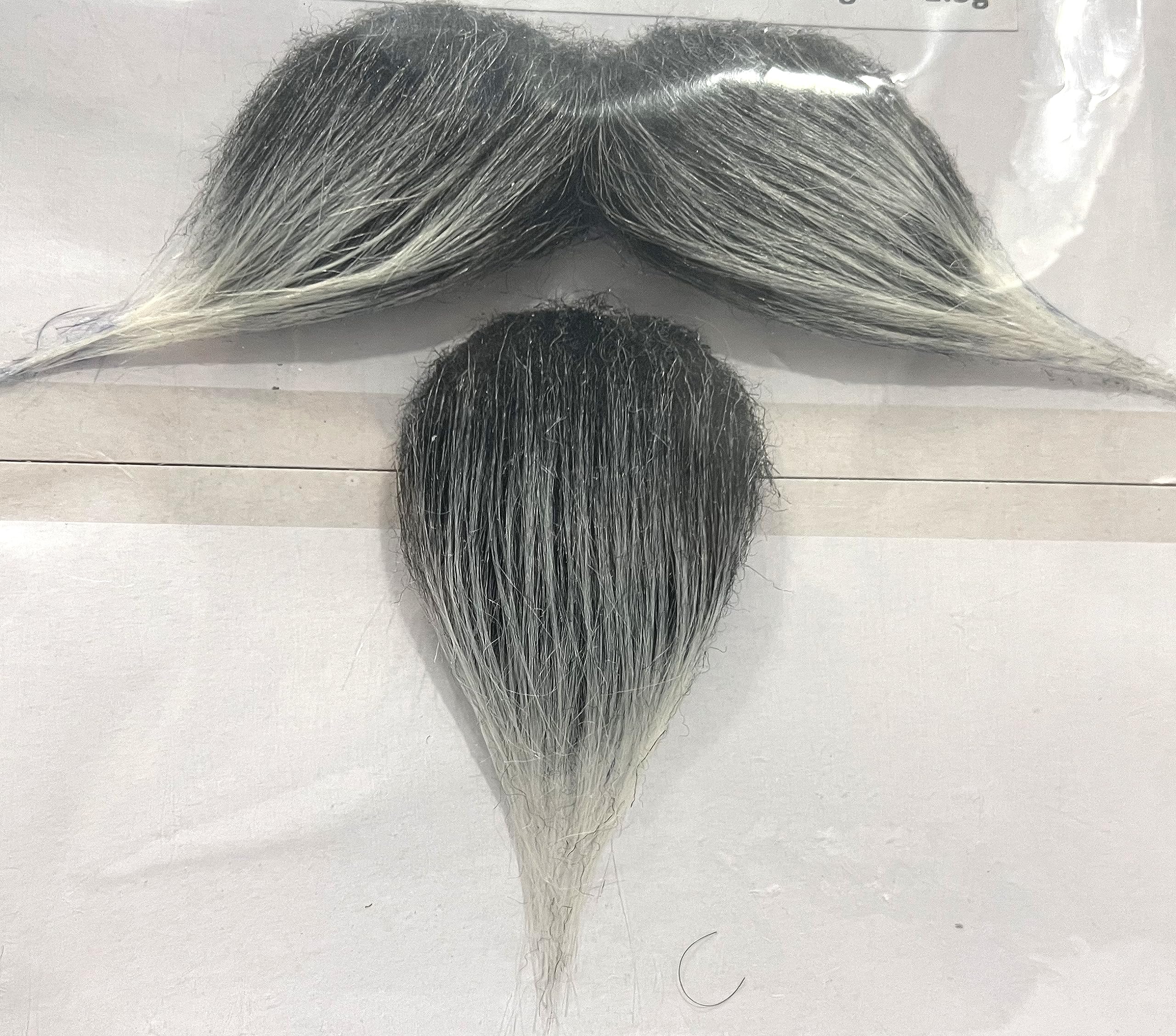 Realistic Napoleon III Imperial Fake Mustache and Goatee Beard, Self Adhesive Costume Facial Hair (Dark Grey)