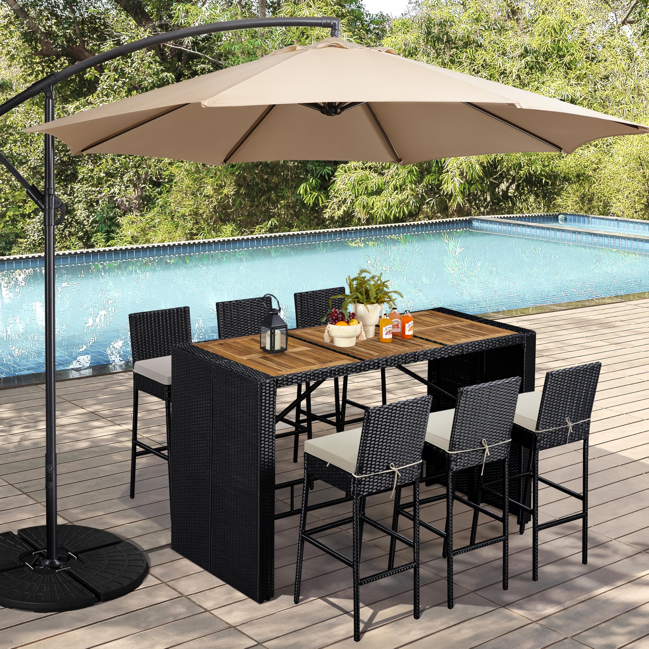 Outdoor Bar Yaheetech Table, 39 Square Bar Height Dining Table Bar