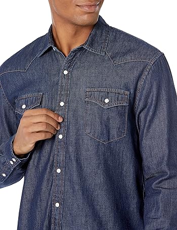 [Amazon Essentials] デニムシャツ レギュラーフィット 長袖 メンズ