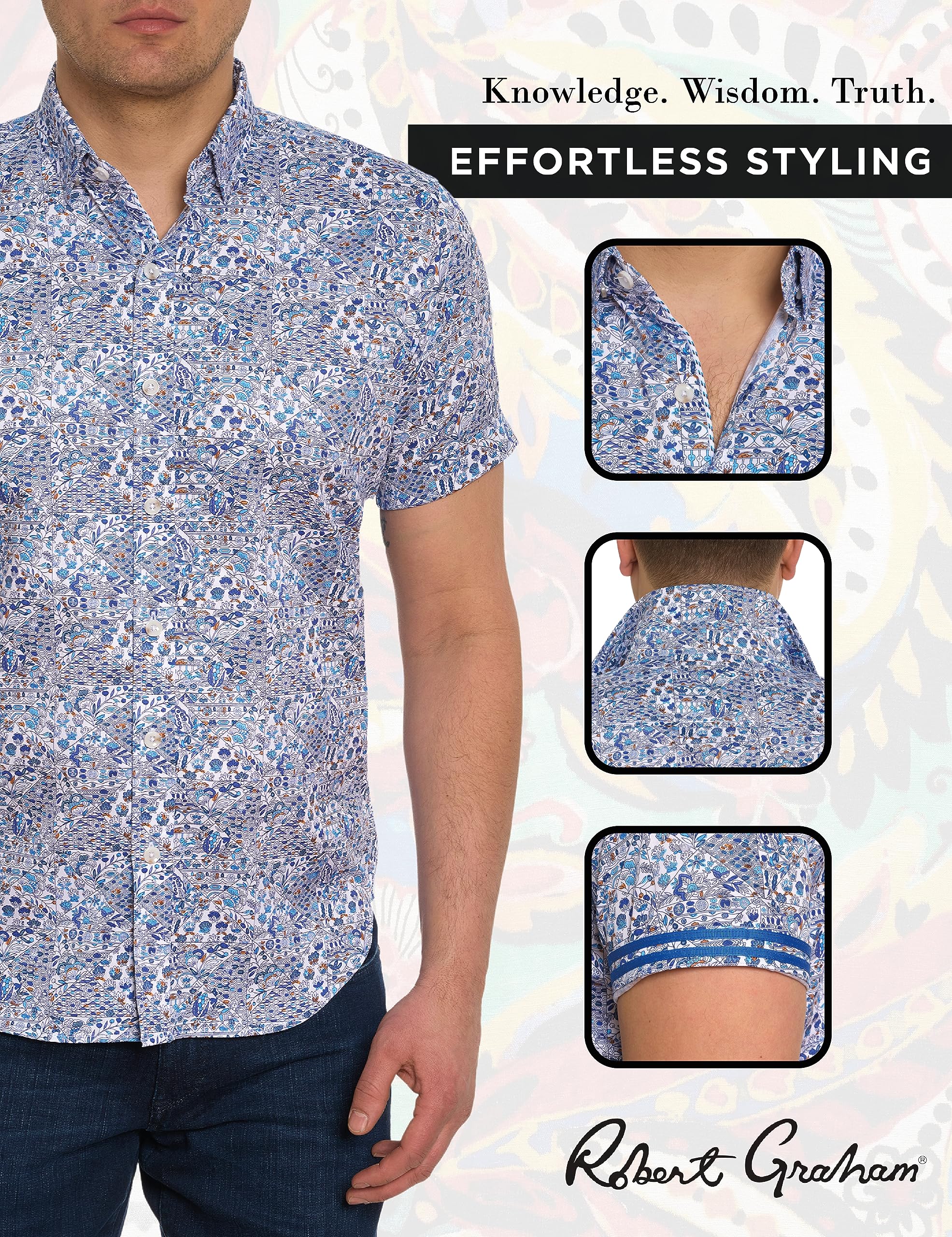 Robert Graham Herren Shirt Hemd mit Button-Down-Kragen