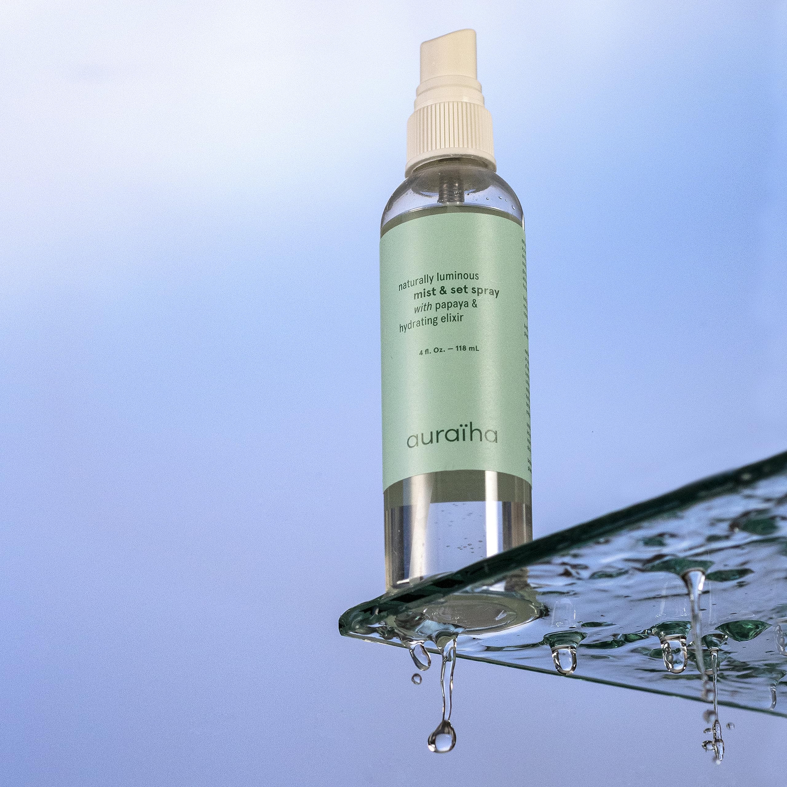 Auraiha Naturally Luminous Mist and Set Spray, Papaya Hydrating Elixir with Witch Hazel & Betaine, Multi-Purpose Mist for Makeup and Skincare