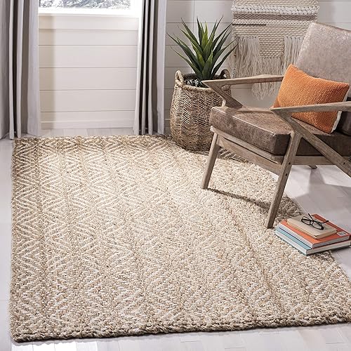 SAFAVIEH Natural Fiber Collection - Alfombra decorativa de 2 x 3 pies, natural y marfil, hecha a mano de yute tejido de estilo bohemio, ideal para