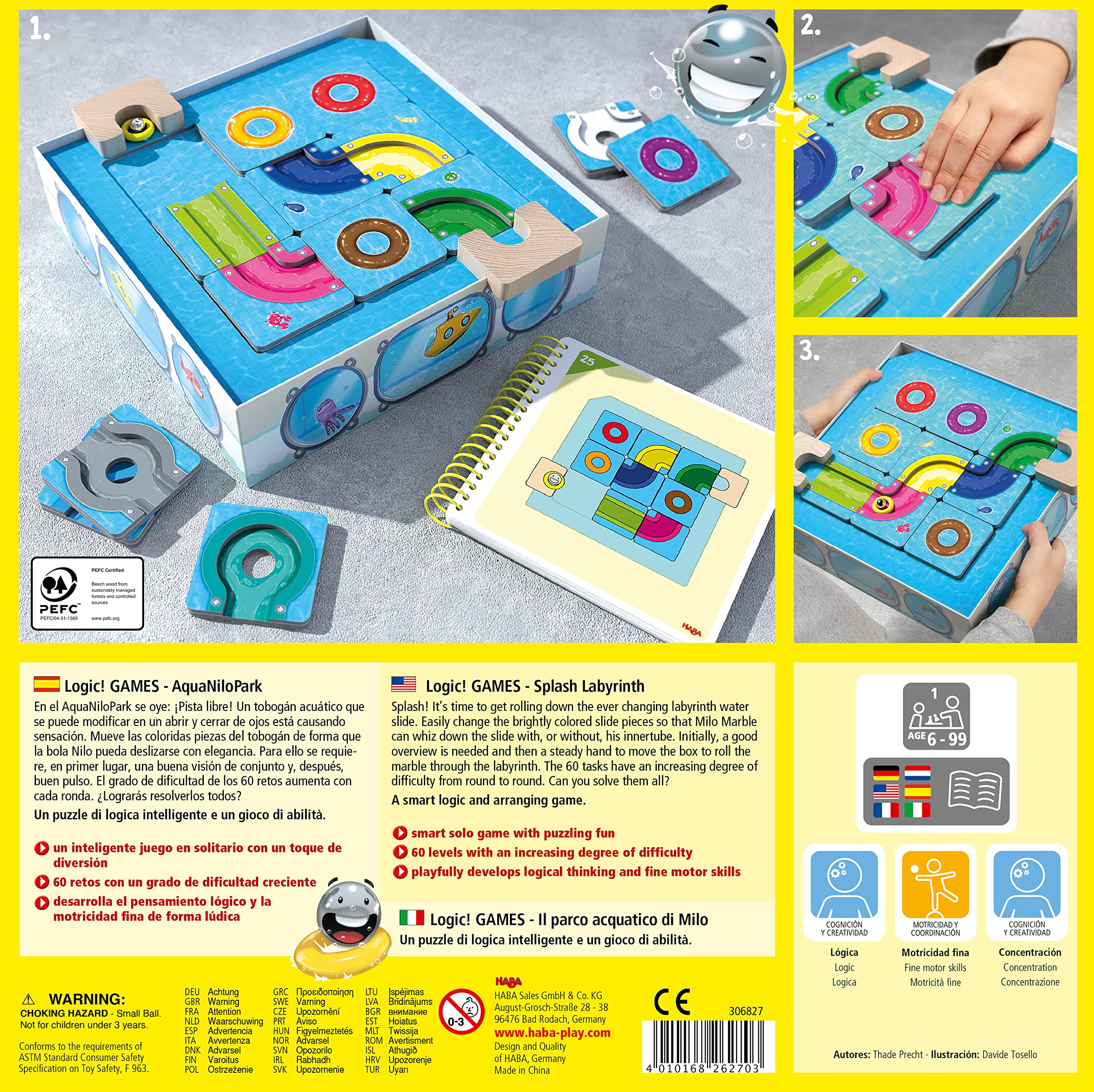 HABA 306827 - Logic! Games - AquaNiloPark, Juego Infantil en Solitario de lógica, autocorrectivo. Más 6 años