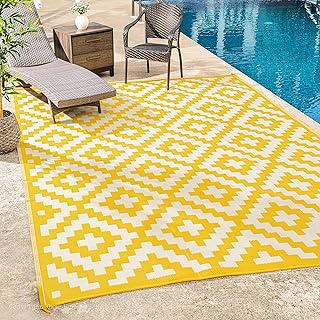 FH Home Outdoor Rug - Waterproof, Fade Resistant, Reversible - Premium R...