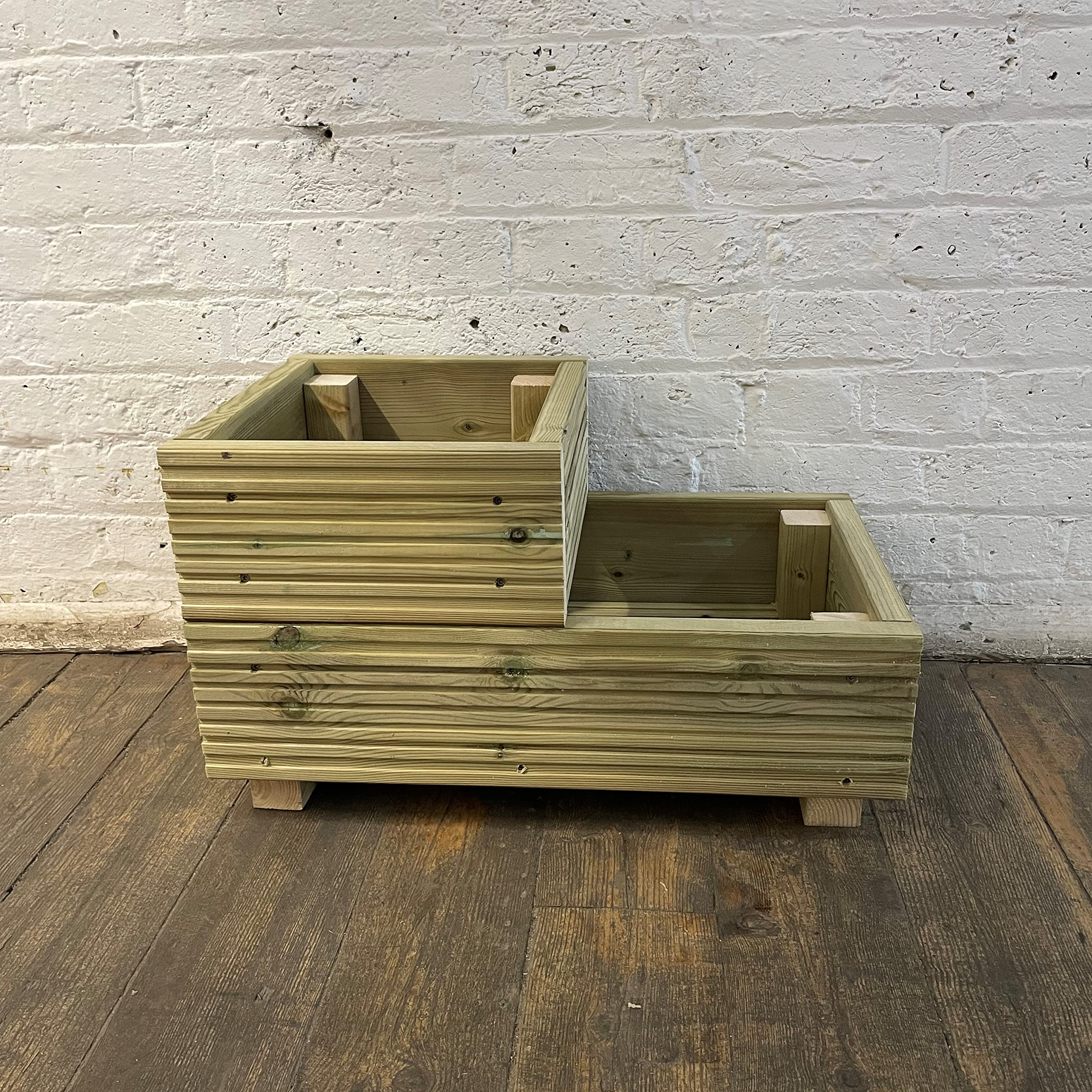 Cutncraft Designs Small 2 Tiered Garden Steps Level Wooden Decking Patio Planter Trough herb Box โ image 1