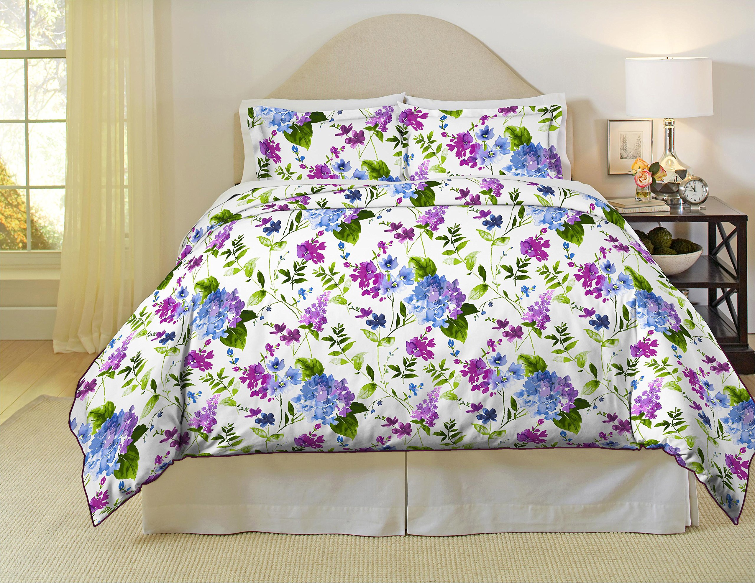 pointehaven Set di Lenzuola in 100% Percalle di Cotone per Letto Queen Size, con Stampa e federe, Set di Lenzuola in Morbido Cotone 4 Pezzi, per materassi con Tasca Profonda 48,3 cm, Color Primavera