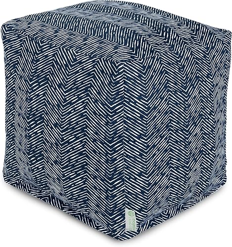 Majestic Home Goods South West - Puf otomano para interiores y exteriores, 17 pulgadas de largo x 17 pulgadas de ancho x 17 pulgadas de alto, azul