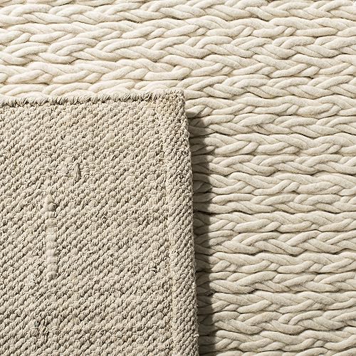 Miniatura 7 de SAFAVIEH Natura Collection - Alfombra de área de 5 x 8 pies, color marfil, lana hecha a mano, ideal para zonas de alto tráfico en sala de estar,