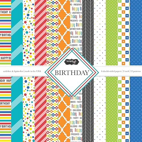 Scrapbook Customs Kit de álbum de recortes de papel temático, cumpleaños, arcoíris