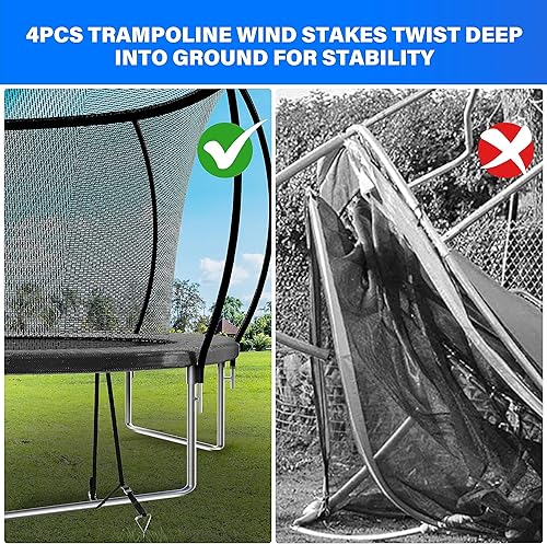 Miniatura 2 de Simple Deluxe Trampolín para niños con red de seguridad de 12 pies, estacas de viento Simple Deluxe de 400 libras, capacidad de peso al aire libre,