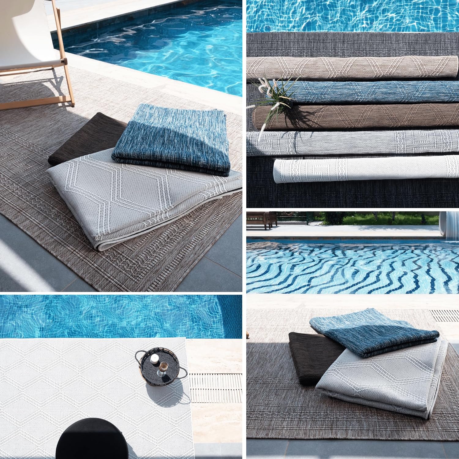 Darla Textured Foldable Indoor Outdoor Rug, 4x6, Weather Resistant, Easy Clean, UV Resistant, Lightweight Contemporary Geometric Patio Carpet for Porch, Deck, Living Room (4' x 6', Brown)