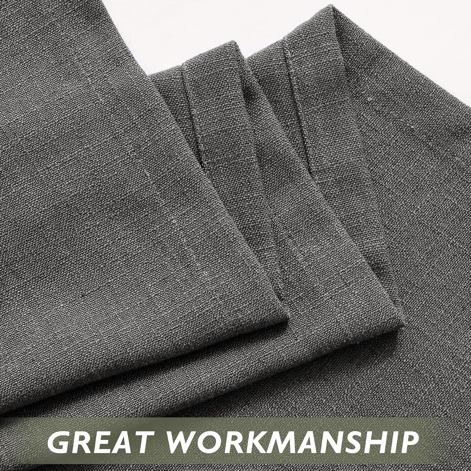 Fcosie Extra Long 132 Inches Linen Curtains for High Ceiling Living Room Bedroom, 11 FT Nickel Grommets Custom Made Drapes, Carbon Grey Privacy Drapery for Loft Sliding Door, 2 Panels, 50" Wx132 L