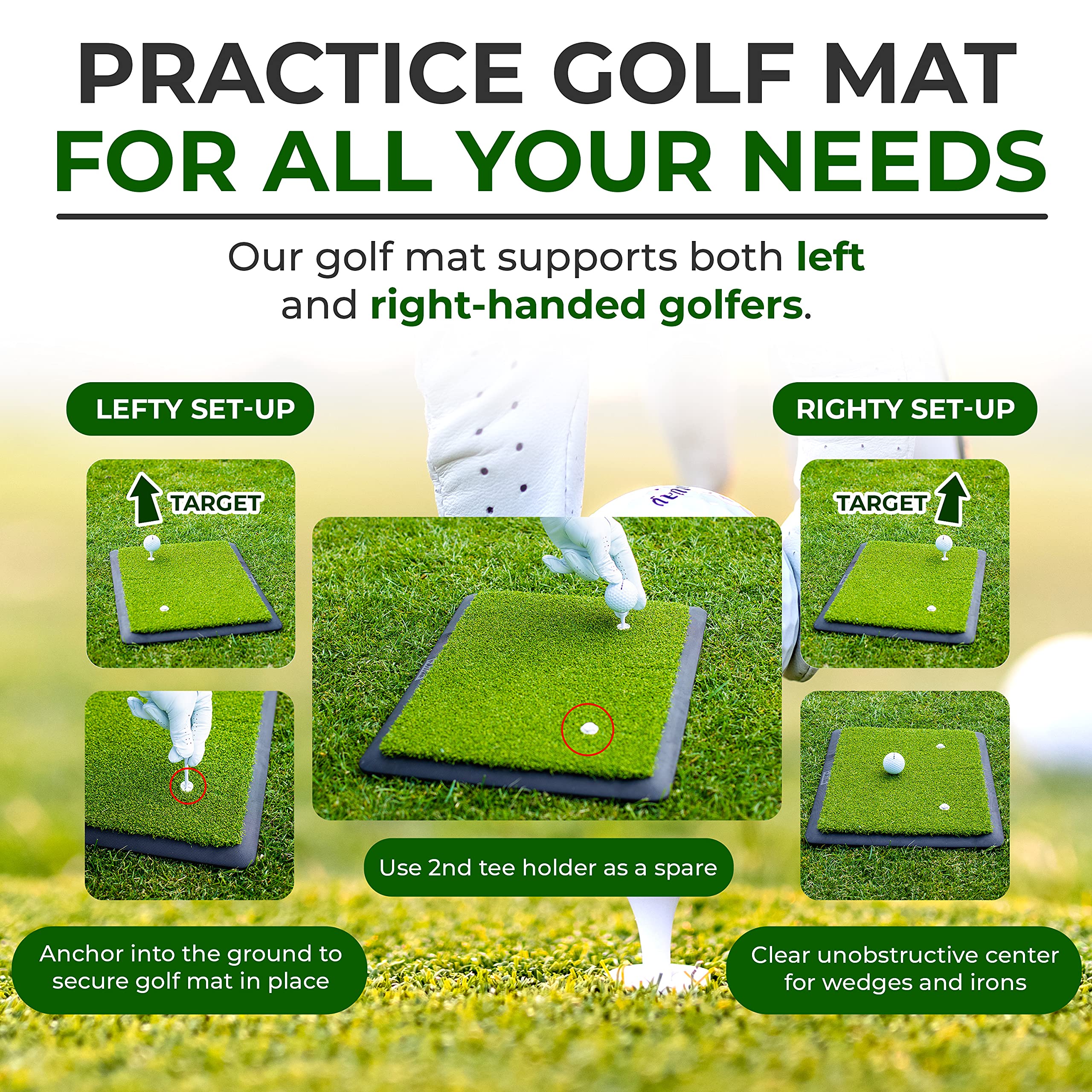 Golf Mat, Golf Hitting Mat, Golf Practice Mat, Golf Mats Practice Outdoor, Golf Matt for Indoors, Golf Chipping Mat, Golf Turf Mat, 18