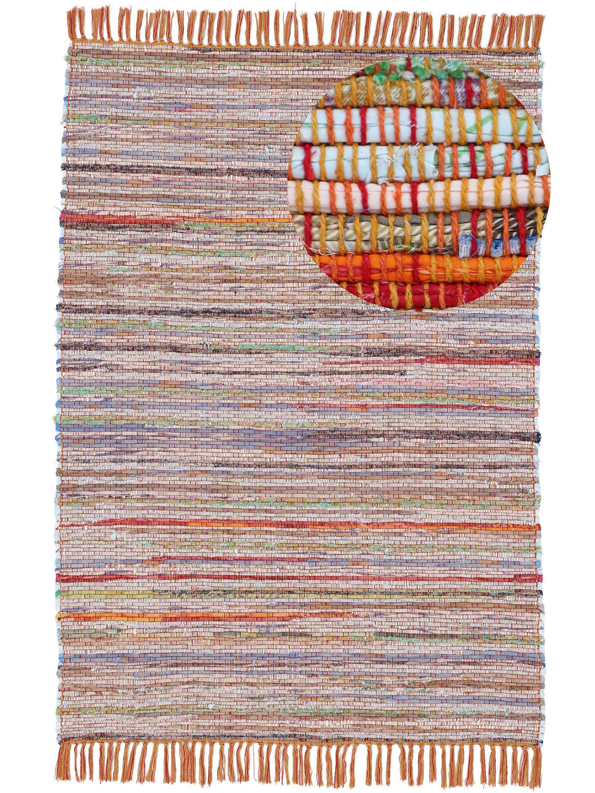 carpetfine Tappeto a tessitura Kilim Chindi Arancio 140x200 cm | Tappeto moderno per soggiorno e camera da letto