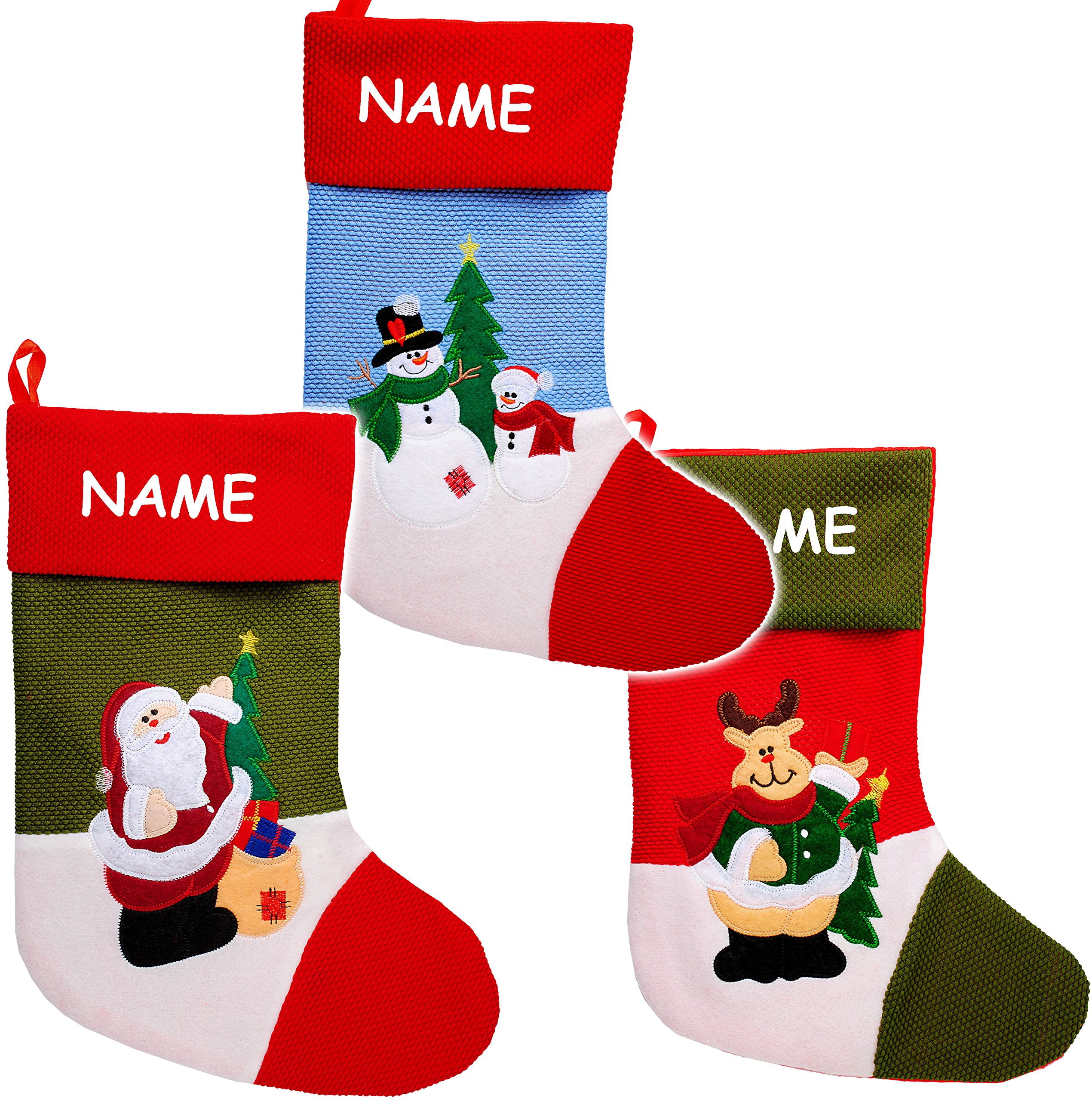 alles-meine.de GmbH 10 Stück XL - Weihnachtssocken & Filzstrümpfe - 3-D Effekt - Weihnachten - 40 cm - Nikolausstiefel - Nikolausstrumpf/Weihnachtsstiefel - großer Gesche..